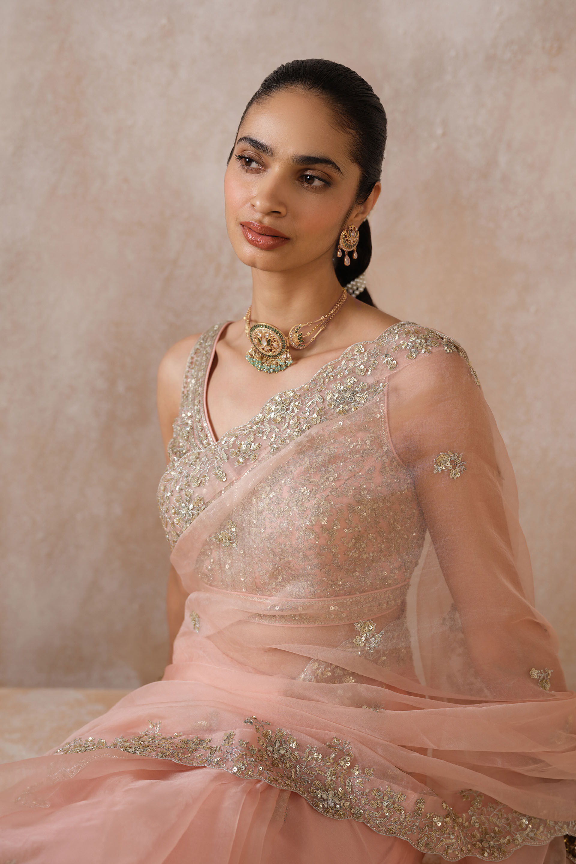 Sharvani Gota Patti Silk Saree - Blush, Blush, image 4